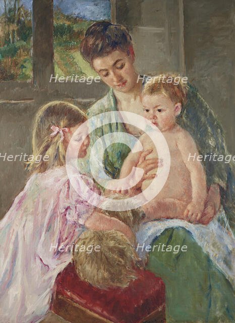 Children Playing with a Dog, 1907. Creator: Cassatt, Mary (1845-1926).