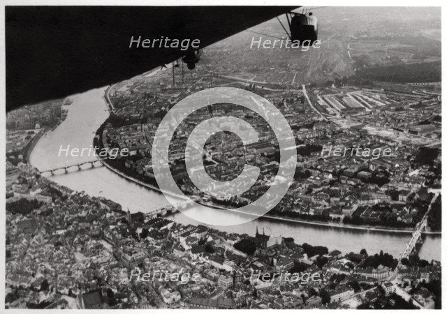 Aerial view of Basel, Switzerland, from a Zeppelin, 1928 (1933). Artist: Unknown