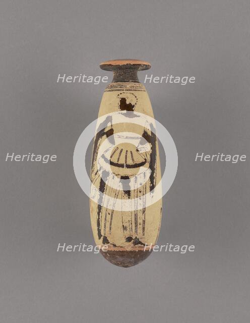 Attic White-Ground Alabastron with an Archer, about 480 BC. Creator: Group of the Negro Alabastra.