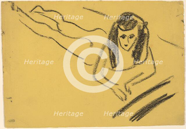 Fränzi Reclining, 1910. Creator: Ernst Kirchner.