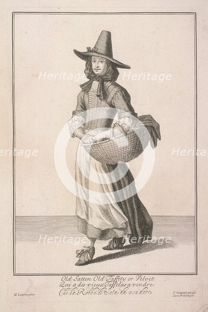 'Old Satten Old Taffety or Velvet', Cries of London, (c1688?). Artist: Pierce Tempest