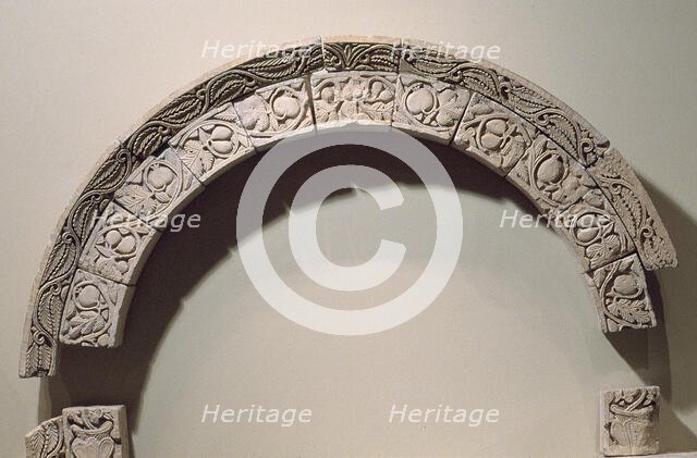 Arch with Running Vines, Leaves, and Fruit, Egypt, 6th century. Creator: Unknown.