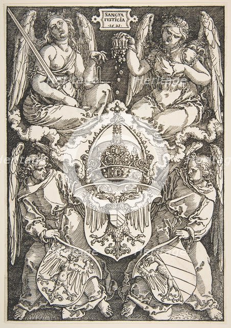 The Arms of the Empire and of Nuremberg, 1521. Creator: Albrecht Durer.