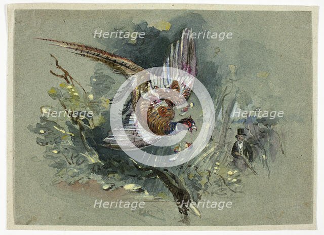 Pheasant and Hunter, 1825-1877. Creator: Charles B Newhouse.