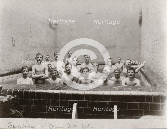 Group shot of boys in plunge bath, York, Yorkshire,1909. Artist: Unknown