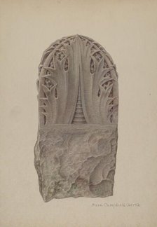 Stone Gate Post, c. 1939. Creator: Rose Campbell-Gerke.