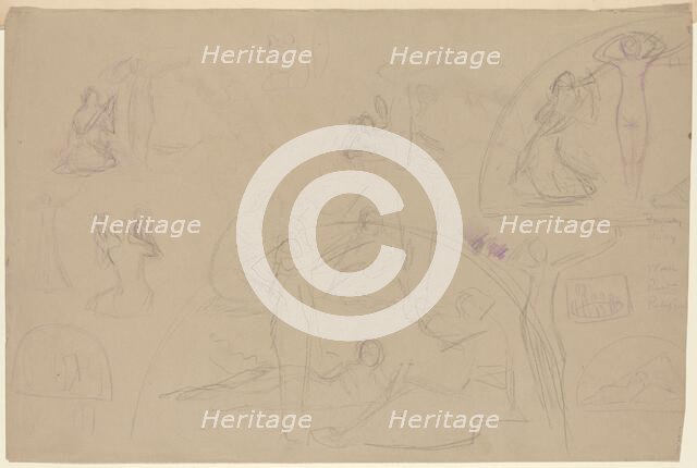 Studies for a Lunette [verso], 1890/1897. Creator: Charles Sprague Pearce.