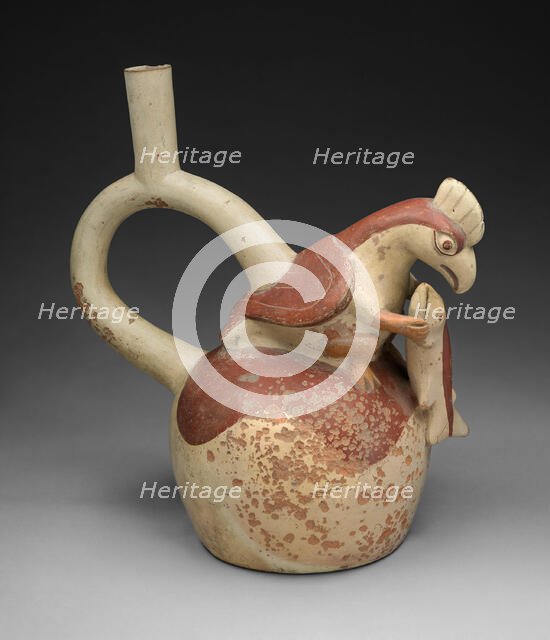 Handle Spout Vessel in Form of an Anthropomorphic Bird Grasping a Fish, 100 B.C./A.D. 500. Creator: Unknown.