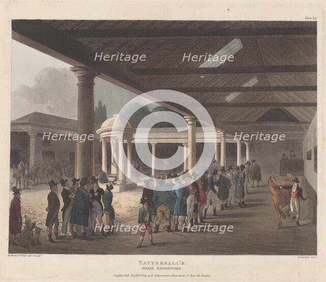 Tattersall's, Horse Repository, Hyde Park Corner, September 1, 1809., September 1, 1809. Creator: Thomas Sunderland.