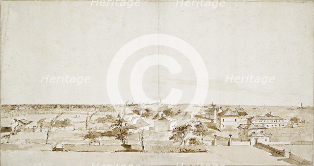 View across the Garden of the Villa Loredan, mid 18th century. Artist: Francesco Guardi.