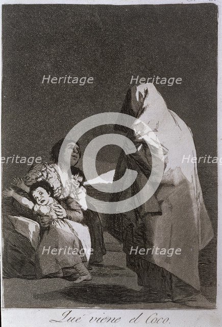 Los Caprichos, series of etchings by Francisco de Goya (1746-1828), plate 3: 'Que viene el coco' …
