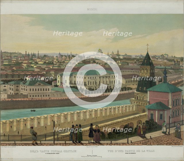 View of Zamoskvorechye from the Kremlin Wall (from a panoramic view of Moscow in 10 parts), ca 1848. Artist: Benoist, Philippe (1813-after 1879)