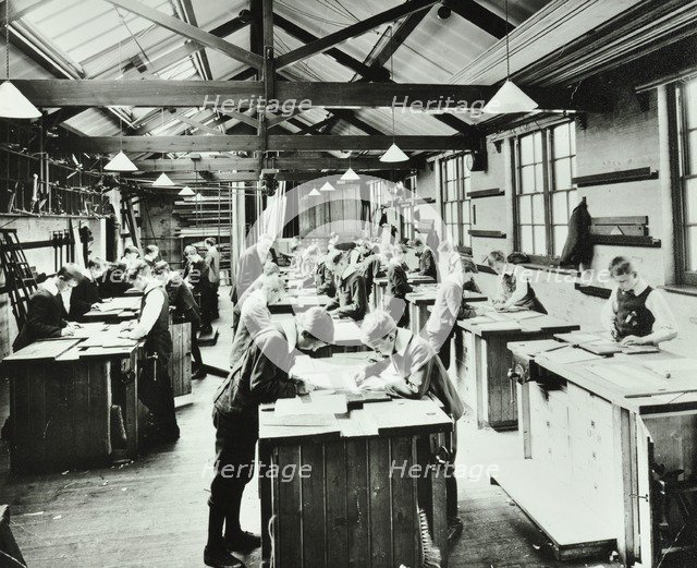 Handicraft lesson, Hackney Downs School, London, 1911. Artist: Unknown.