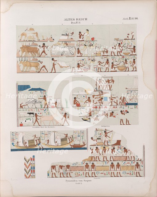 Old Kingdom. Fourth Dynasty. Pyramids at Saqqara. Monuments from Egypt and Ethiopia, ca. 1849.