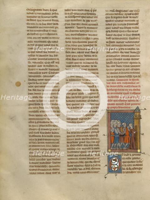 Knight à la cote mal taillée and Mesdisant Imprisoned at Castle Uter, about 1320-1340. Creator: Unknown.