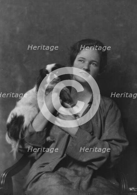 Miss Lisa Stillman, with dog, portrait photograph, 1918 Apr. 5. Creator: Arnold Genthe.