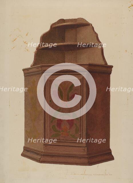 Corner Cupboard, c. 1942. Creator: William H Edwards.