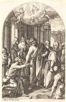 Peter and John Healing the Lame, 1608/1611. Creator: Jacques Callot.