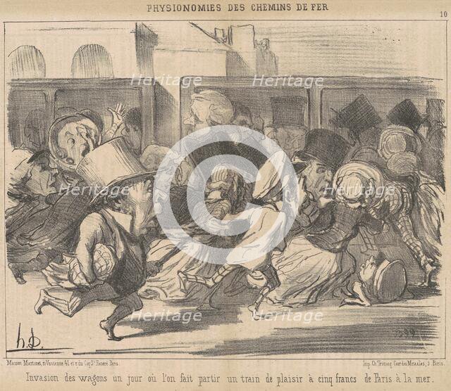 Invasion es wagons un jour ou l'on fait partir, 19th century. Creator: Honore Daumier.