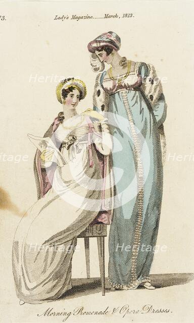 Fashion Plate (Morning Promenade and Opera Dress), 1813. Creator: Unknown.