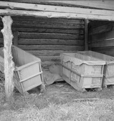 Tobacco sleds newly covered with tow sacks, ready for...tobacco, Person County, North Carolina, 1939 Creator: Dorothea Lange.