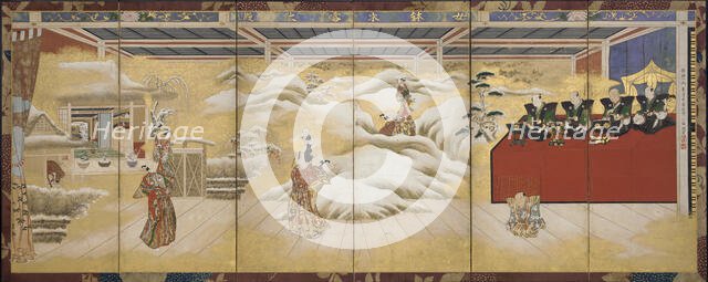 A Puppet-show: The Story of The Potted Trees, early 18th century. Creator: Bunkaku.