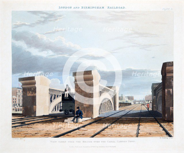 View Taken from the Bridge over the Canal, Camden Town, published 1837 (hand coloured engraving)