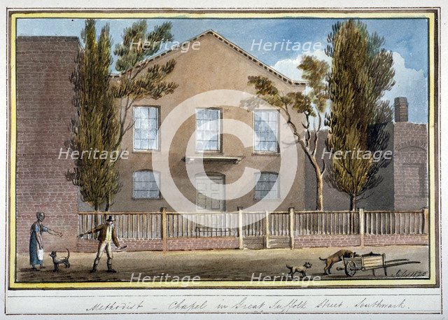 Methodist Chapel, Great Suffolk Street, Southwark, London, 1825. Artist: G Yates