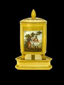 Ice pail depicting English and Spanish soldiers, 1817-1819. Artist: Unknown.
