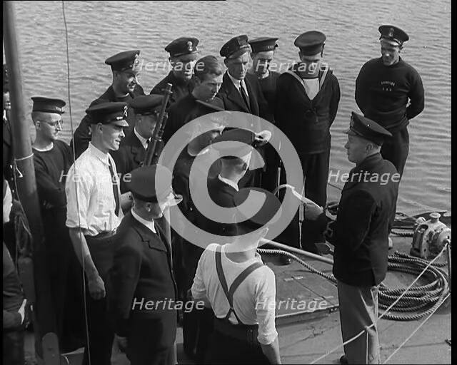 British Sailors Receiving Orders for the Evacuation of Dunkirk, 1940. Creator: British Pathe Ltd.
