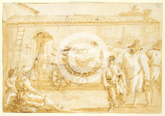 Peasants with a Farm-cart, c. 1790. Creator: Giovanni Domenico Tiepolo (Italian, 1727-1804).