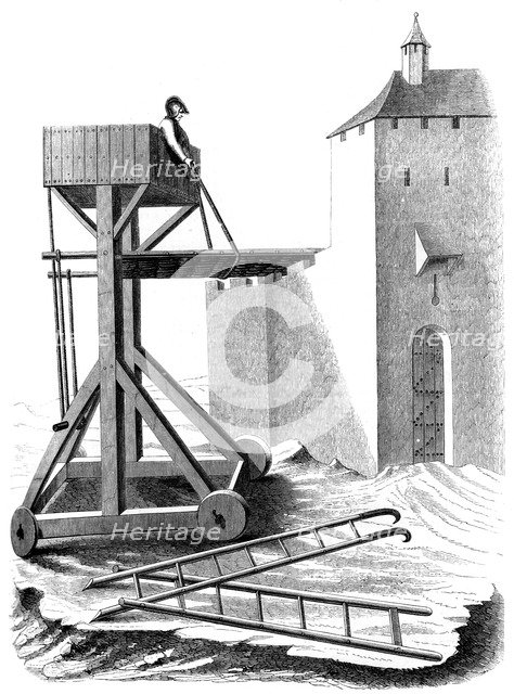 A siege assault platform, 15th century (1849). Artist: Unknown