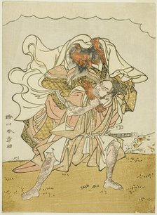 The Warrior Omori Hikoshichi Carrying a Female Demon on His Back, Japan, c. 1772. Creator: Shunsho.