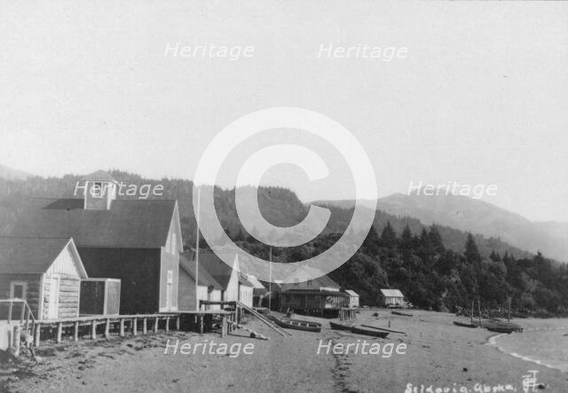 View of town and mountains, between c1900 and c1930. Creator: Unknown.