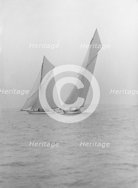 The 19-metre class 'Norada' & 'Mariquita', 1913. Creator: Kirk & Sons of Cowes.