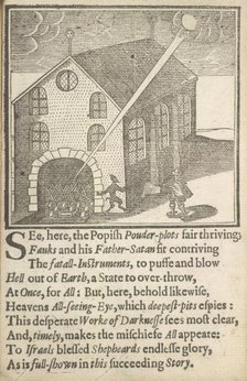 Guy Fawkes and Satan outside the Houses of Parliament, 1617.  Creator: Unknown.
