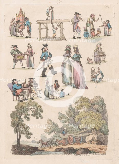 Plate 5, Outlines of Figures, Landscapes and Cattle...for the Use of Learners, Ju..., June 18, 1790. Creator: Thomas Rowlandson.