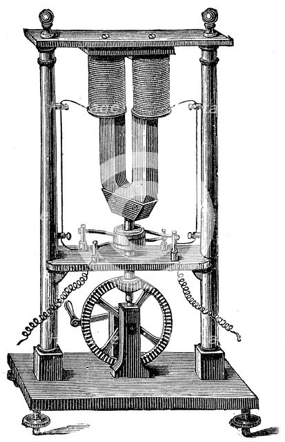 First magnetoelectric motor built by Hippolyte Pixii, c1832 (c1890). Artist: Unknown
