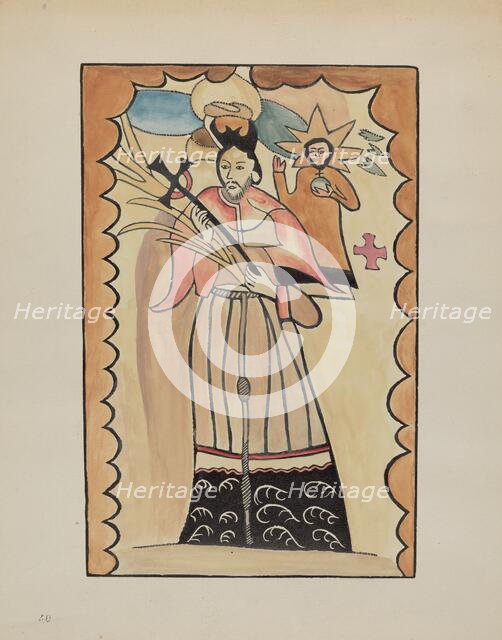 St. John Nepomucene-Painted on Buffalo Hide Prior to 1800, 1935/1942. Creator: E. Boyd.