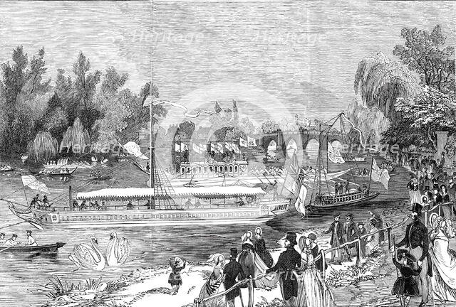 Swan-Upping on the Thames, from Brentford Ait, 1844. Creator: Unknown.