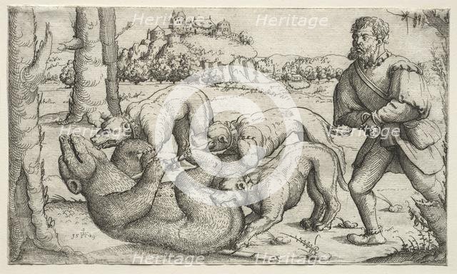 A Bear Hunt, 1569. Creator: Augustin Hirschvogel (German, 1503-1553).