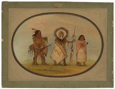 Crow Chief, His Wife, and a Warrior, 1861/1869. Creator: George Catlin.