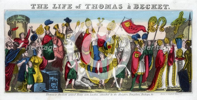 'Thomas à Becket's grand Entry into London...'. 12th century, (19th century). Artist: Unknown
