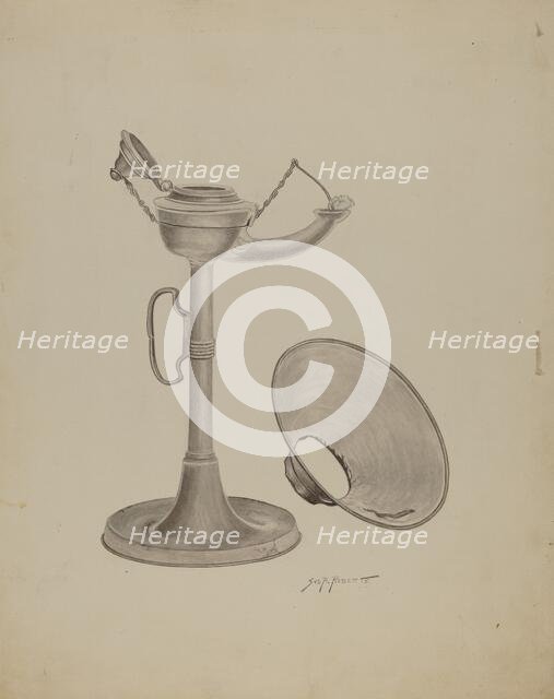 Pewter Lamp, c. 1941. Creator: Sydney Roberts.