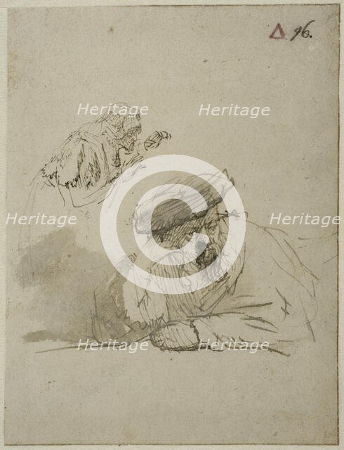 Bust of an old man, and an old woman leaning forward, 17th century. Creator: Rembrandt Harmensz van Rijn.