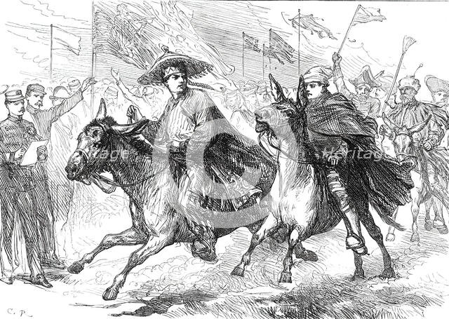 Donkey Race at the Gibraltar Athletic Sports in the presence of the Prince of Wales...1876. Creator: C.R..