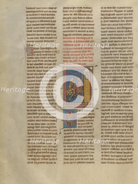 Iseult Watching the Sword Fight between Lanbeguet and Palamedes, about 1320-1340. Creator: Unknown.