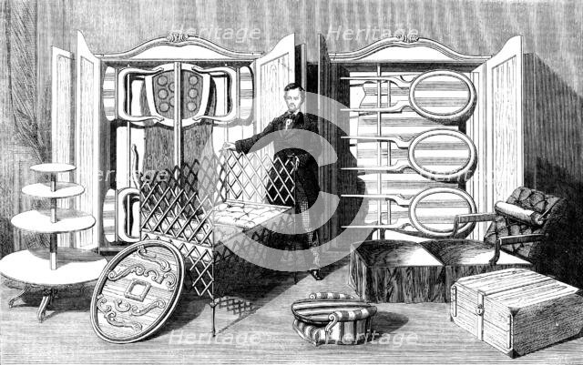 The International Exhibition: patent folding furniture by Mannstein of Vienna, 1862. Creator: Unknown.