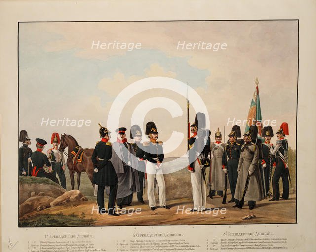 Russian 1nd, 2nd and 3nd Grenadier Divisions, 1845-1855. Artist: Piratsky, Karl Karlovich (1813-1889)
