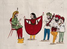 A dancing girl with musicians performing. Creator: Unknown.